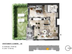 Pipera Plaza, apartament 2 camere, gradina privata, bloc finalizat